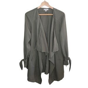 Eliane Rose | Olive Green Waterfall Draped Open Front Jacket Size Large